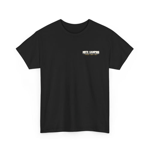 Moto Camping dirt bike sunset illustration T-Shirt | Explore Camp Ride